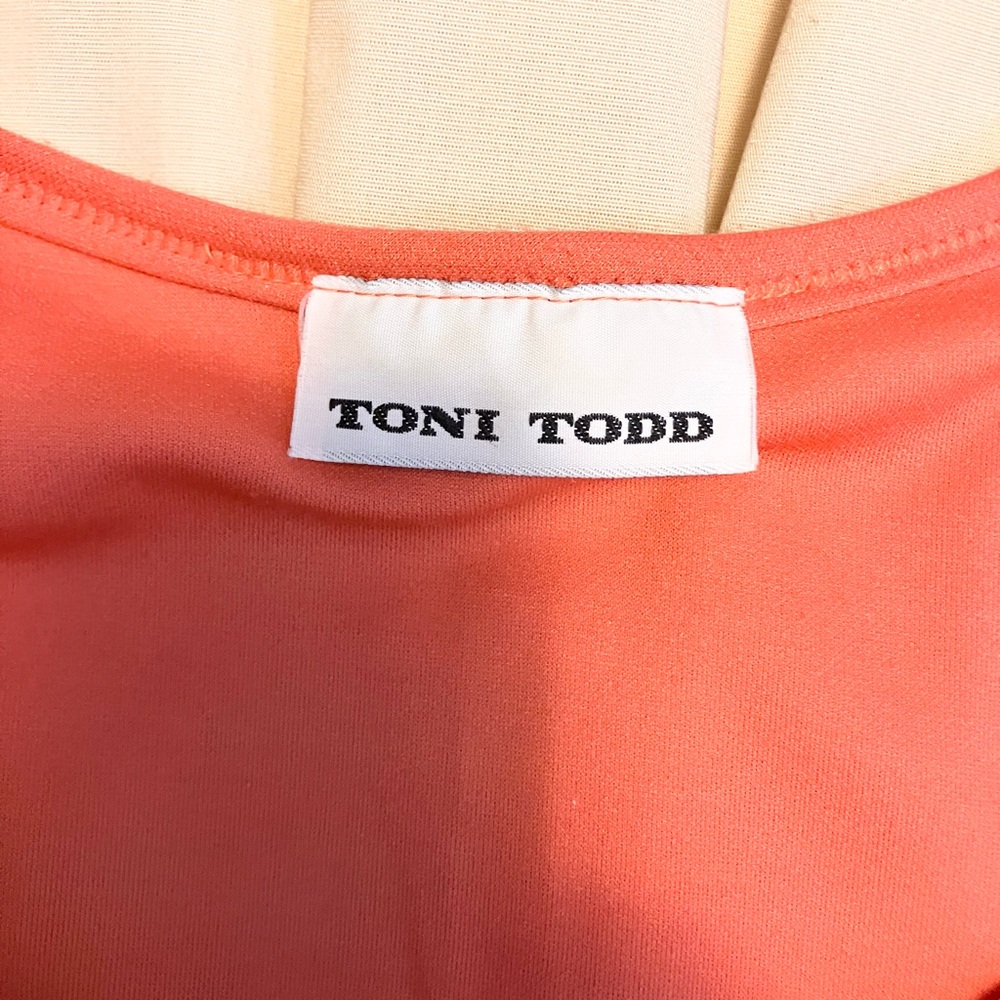 VNTG 70s 80s Rainbow A-Line Toni Todd Dress Cotton Coral Crème Retro S No Sz Tag - Picture 3 of 10